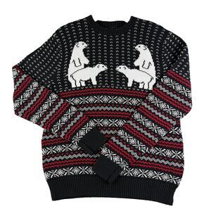 Alex Stevens Christmas Sweater Mens Medium Polar Bears Geometric Party Holiday